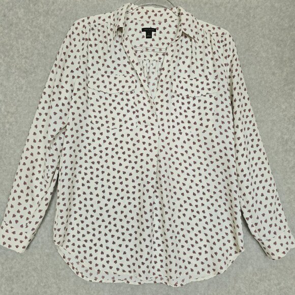 Ann Taylor Tops - Ann Taylor Women S Long Sleeve Heart Print Pull Over Blouse Shirt Office Career